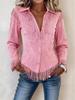 Women's Pink Suede Tassel Jacket - European & American Slim Lapel Coat for Autumn/Winter