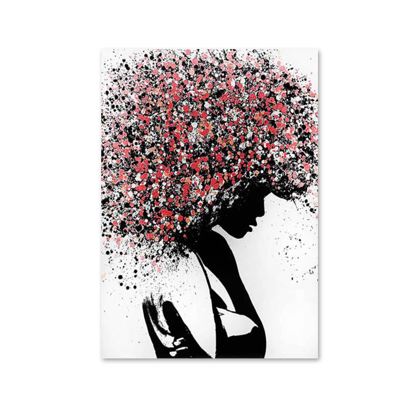 Abstract Woman Colorful Hair Watercolor Canvas Painting Poster Prints Wall Art Pictures for Living Room Home Decoration Cuadros