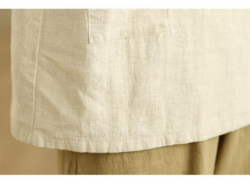 Plus Size Retro Linen Button Pocket T-shirt - Women's Slimming Fashion Short Sleeve Top for Summer 2025.