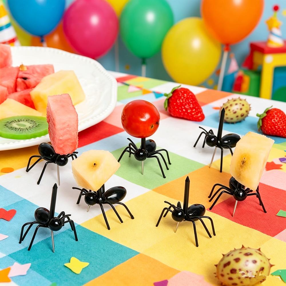 12 יחידות קיסמים נמלים מזלג קינוח פירות לשימוש חוזר מזון נמלים לקטוף מזלגות מתאבן לבעלי חיים לקינוח עוגת חטיף