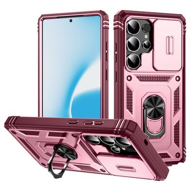 Top Selling Window Pushing Phone Case with Holder, Wireless Charging, Magnetic Protection Cover, Three Proof for Samsung Phone Case