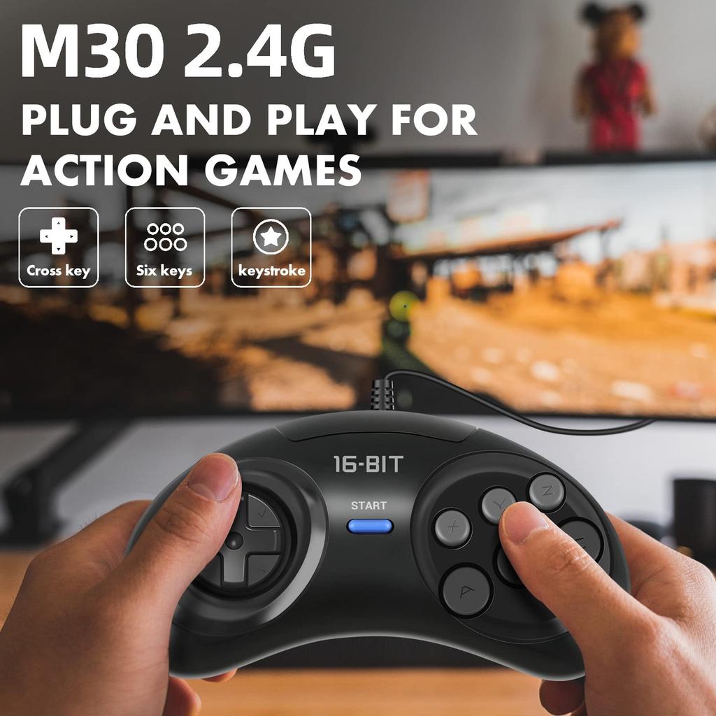 Volan XSDJASD 2 joc joc negru controller pe 16 biți, pentru, piese, controller, accesorii, gamepad cu 6 butoane,