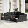 VidaXL 9-Piece Garden Sofa Set with Cushions Black Poly Rattan Acacia 3356609