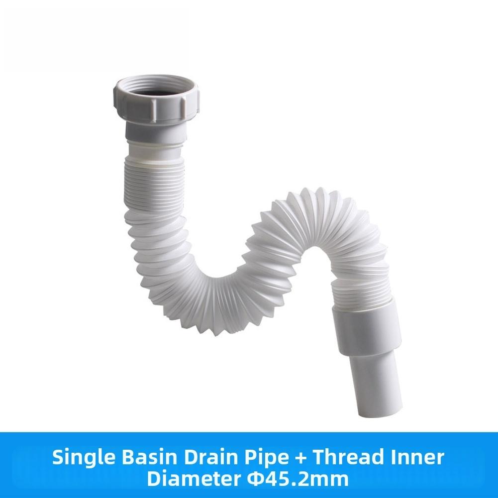 Kitchen Sink Drain Pipe PP Wash Basin Sewer Drainer Flexible Hose 45mm Internal Thread Telescopic Tube Bathroom Accessories