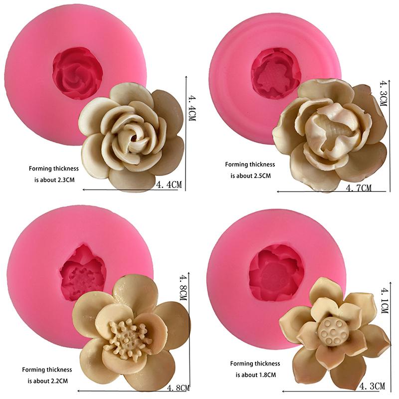 3D Flower Silicone Mold Cake Fondant Candle Clay Cupcake Jelly Candy Chocolate Decoration Durable Baking Mould