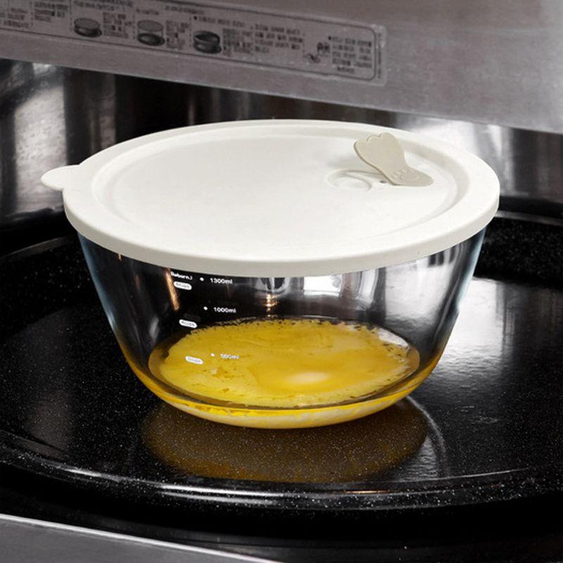 Reborn. J Heat-Resistant Glass Measuring Mixing Bowl with Silicone Lid Set 800ml / Microwave Oven Glass Steam Hole
