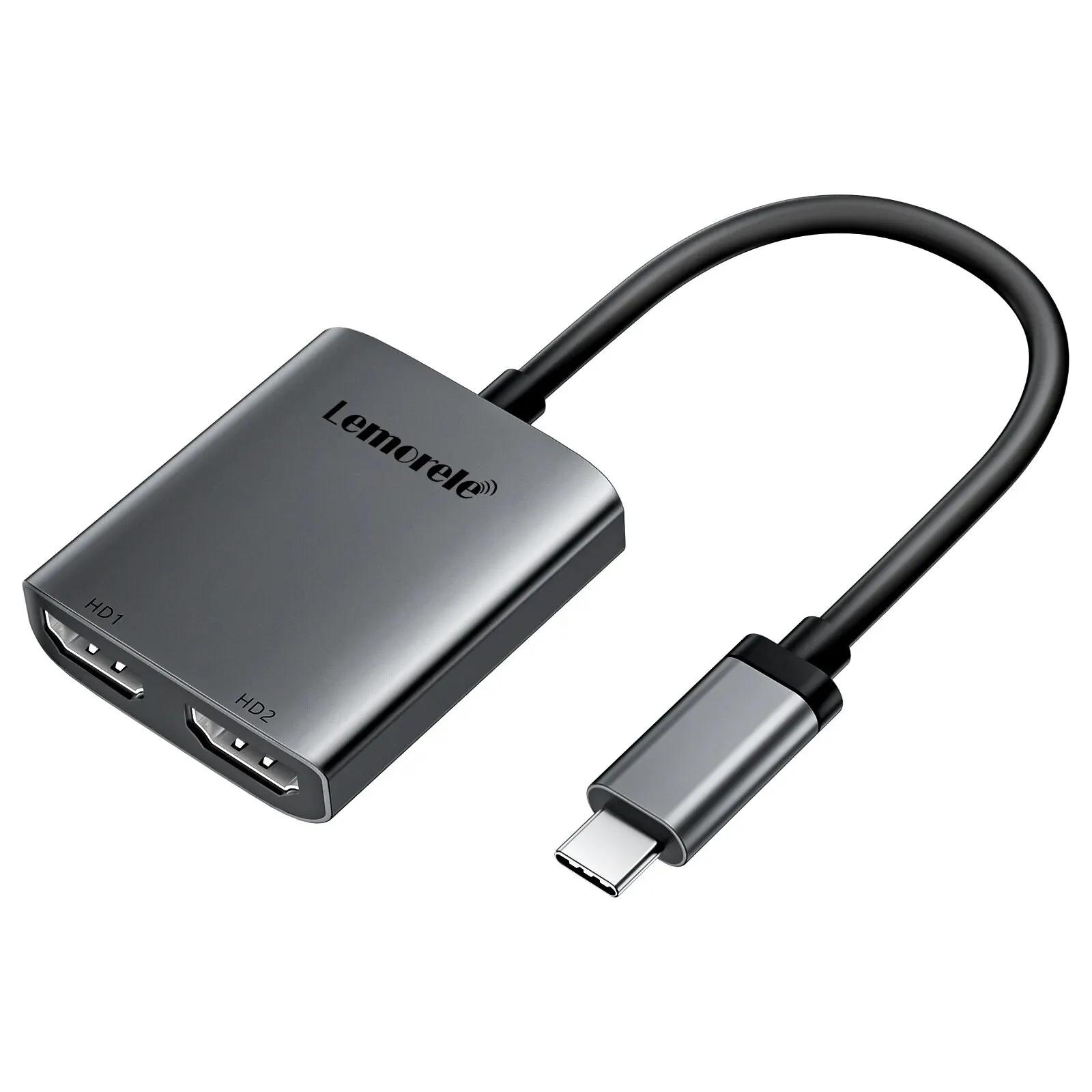 

2-портовый USB C-концентратор на два HDMI 4K 60 Гц, двойной экран, расширение типа C, док-станция для ноутбука Macbook, мобильного телефона, ПК белый