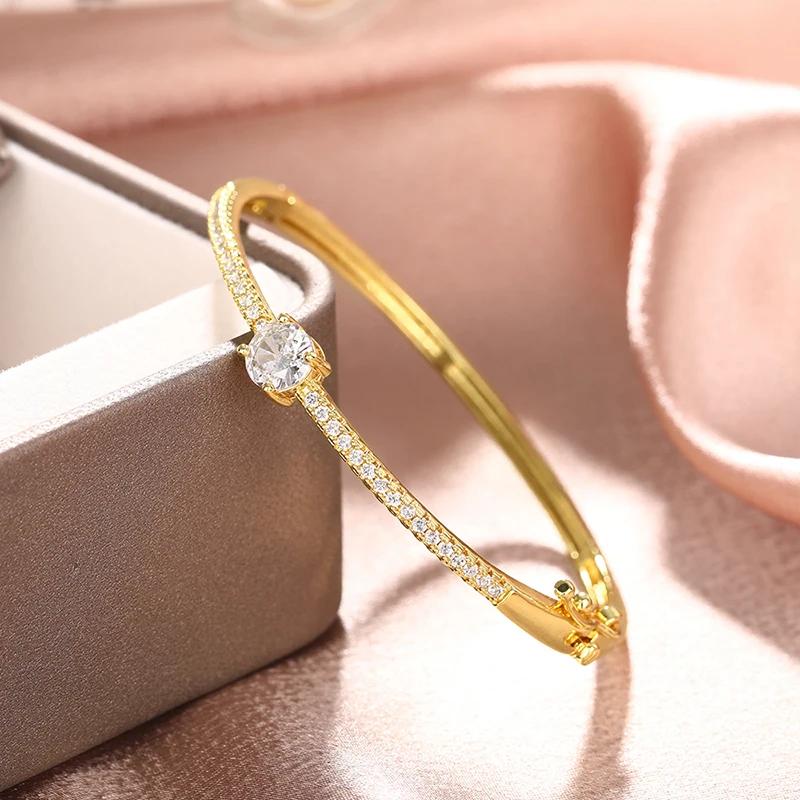 Xiaomi Huitan Fashionale Women's Cubic Zirconia Bangle Silver Color/Gold Color Modern Statement Female Hand Accessories Trendy Jewelry