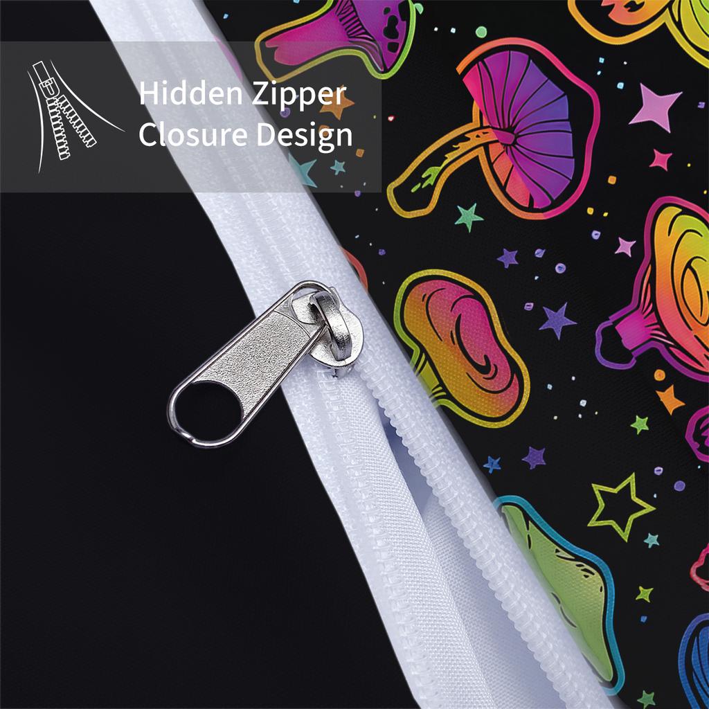 3-piece Down Duvet Cover with Gradient Mushroom Print (1 Down Duvet Cover+2 Pillowcases No Core) Halloween Themed Bedding Set