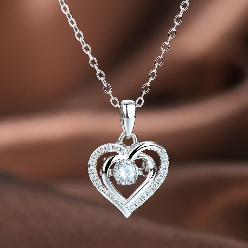 Heart of the Ocean Light Valentine s Gift Heart Zircon Pendant S925 Sterling Silver Necklace for Women 925 белый