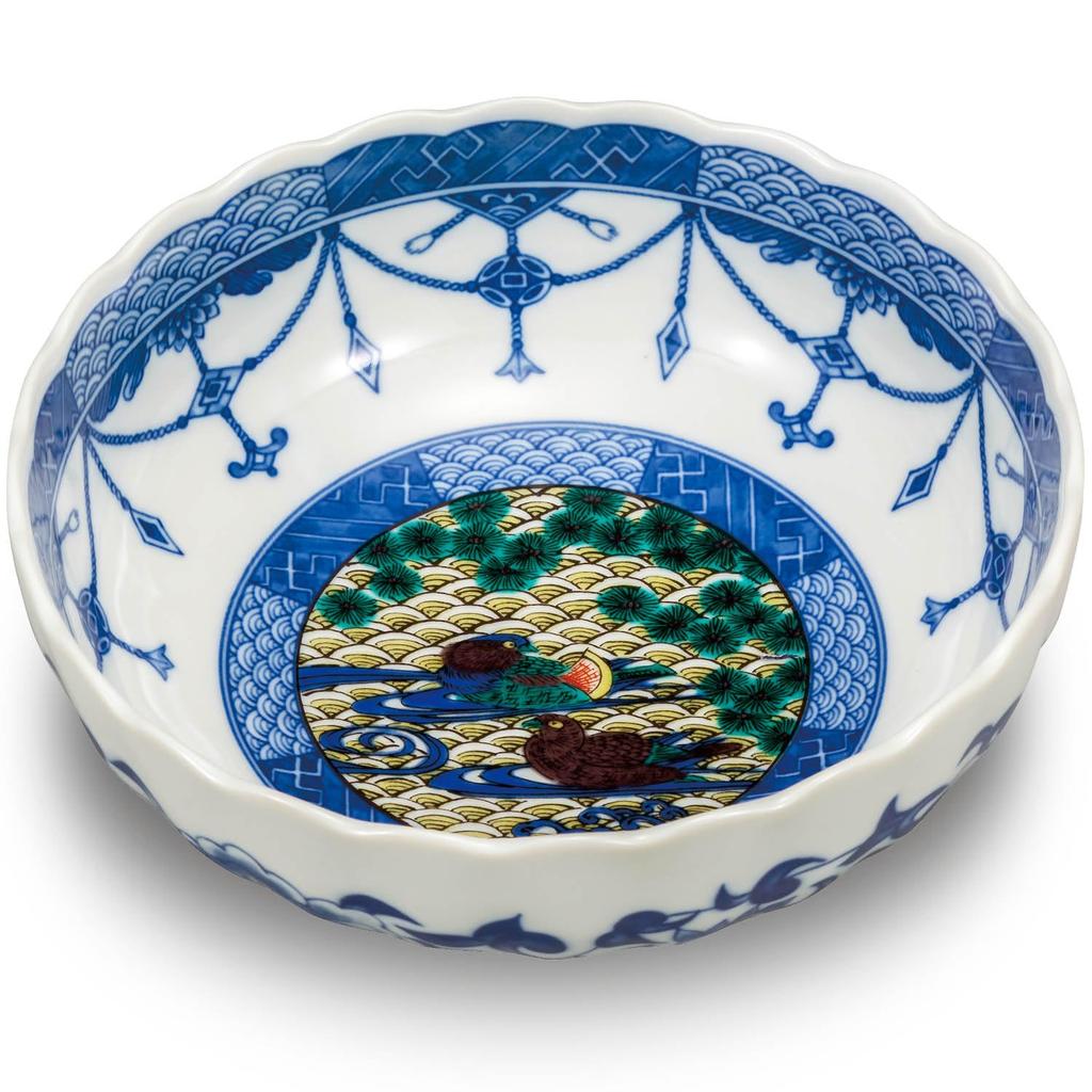 Waza No Kura: Stylish Kutani Ware Bowl, Yoshidaya Oshidori, Ceramic, High-quality Japanese Tableware, Serving Bowl, Made In Japan