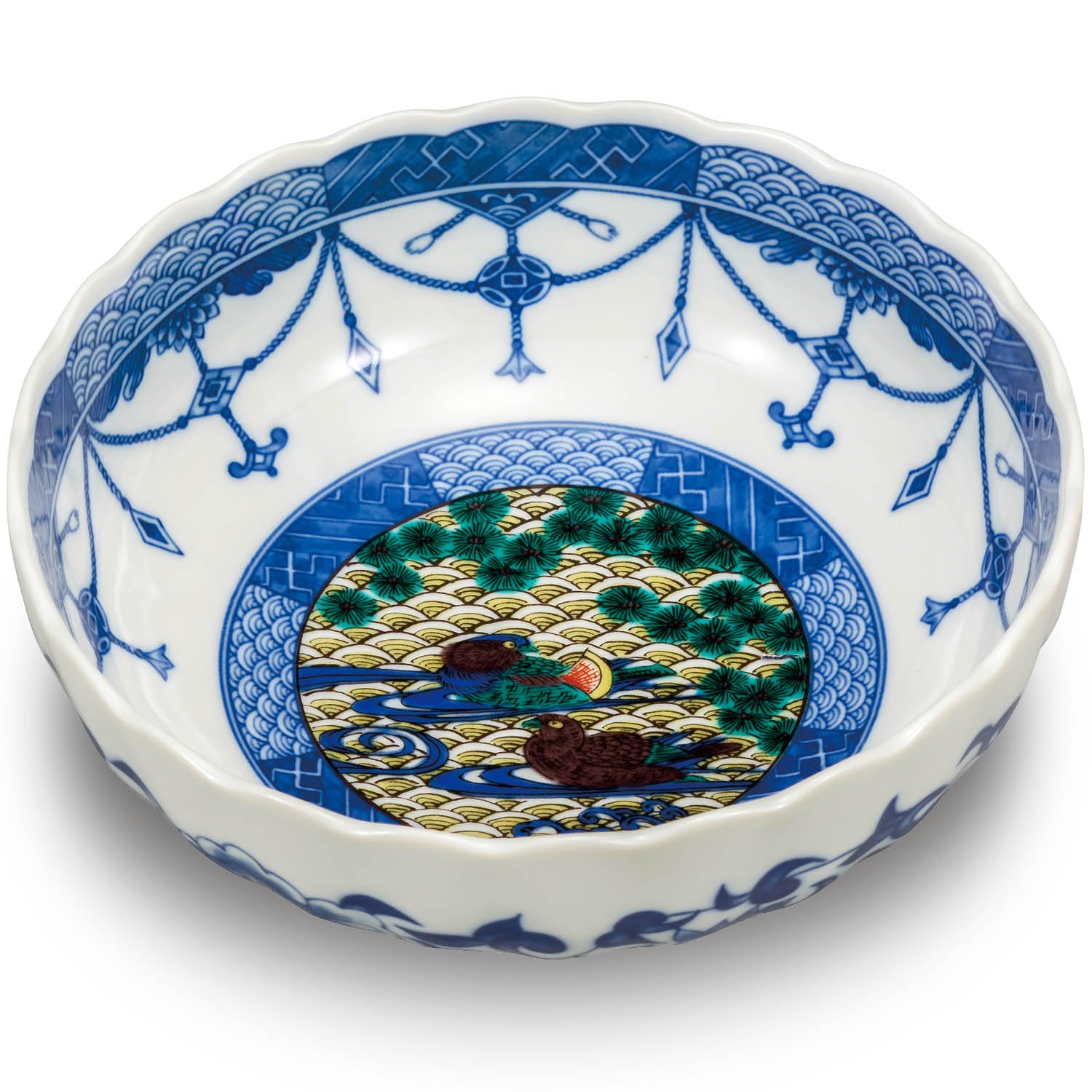 

Waza no Kura: Stylish Kutani ware bowl, Yoshidaya Oshidori, ceramic, high-quality Japanese tableware, serving bowl, made in Japan