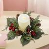 Candle Ring Artificial Wreath Pillar Candle Holder Flower Arrangement Greenery Wreath for Halloween Room Christmas