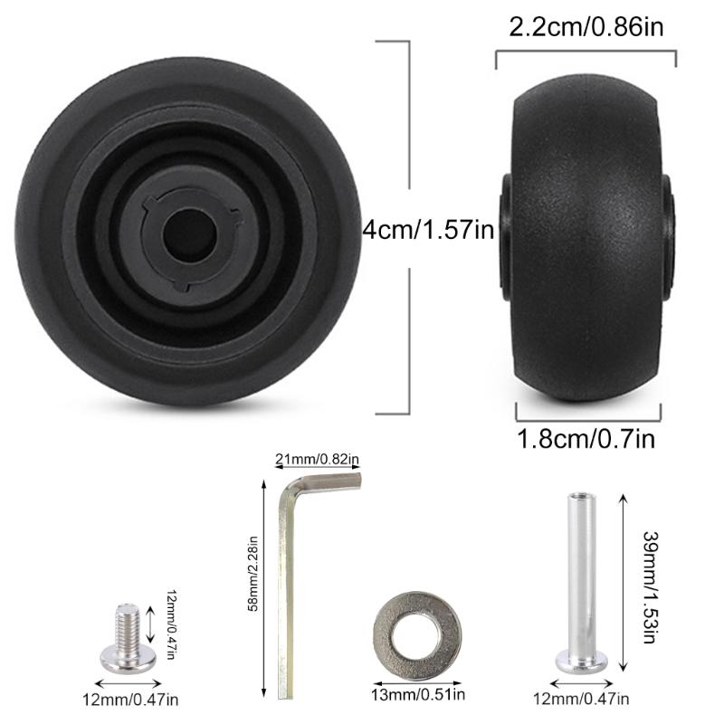 Set of 4 Travel Luggage Suitcase Replacement Wheels 40x18mm Plastic Caster Wheels Repair Kits Shelf Replacement Wheels