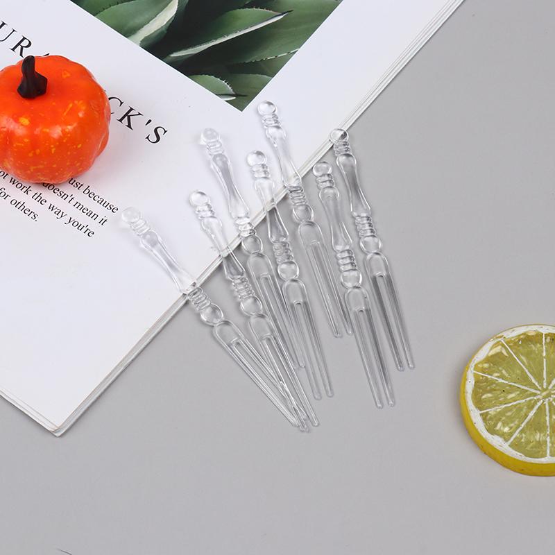 80Pcs Mini Transparent Disposable Forks For Party Plastic Food Cake Fruit Fork