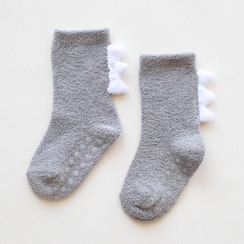 Newborn Babies Cartoon Anti-skid Coral Fleece Stereo Baby Socks Medium Stockings 0-3 years old