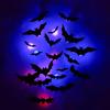 LED Wall Lamp Halloween Stickers, Glow-in-the-Dark Bat & Spider Decorations, Battery-Powered Hanging Ornaments Decor for Haunted House Party,