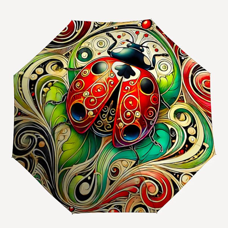 

1pc Ladybug Artwork Automatic Open/close Umbrella, 8-Rib sturdy structure, Portable Travel Umbrella, Parties, Everyday Usel001