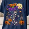Halloween Skeleton Trick or Treat T-Shirt and Kids Tshirt, Retro Comic Book Movie Poster Graphic Tee, Spooky Vintage Y2K Grunge Shirt and Kids Tshirt