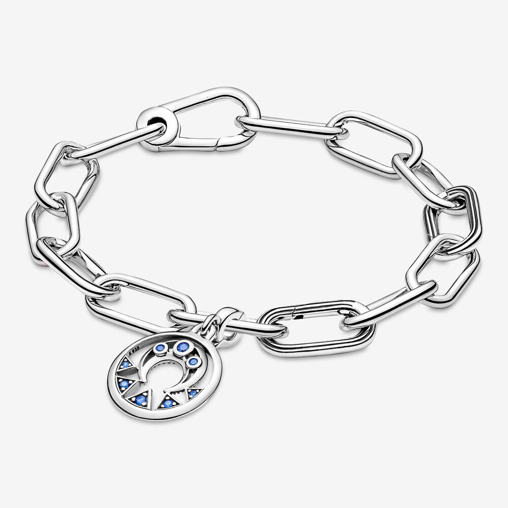 

Браслет из стерлингового серебра S925 серии ME, стильный блестящий фиолетовый браслет в форме сердца со средним звеном для женщин, подарок 21cm