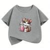 Leopardenmuster Katze T-Shirts Kurzarm Katze Lustig Manga Kinder Kinder T-Shirt Jungen Mädchen Lässiges Oberteil T-Shirt Sommer Frühling