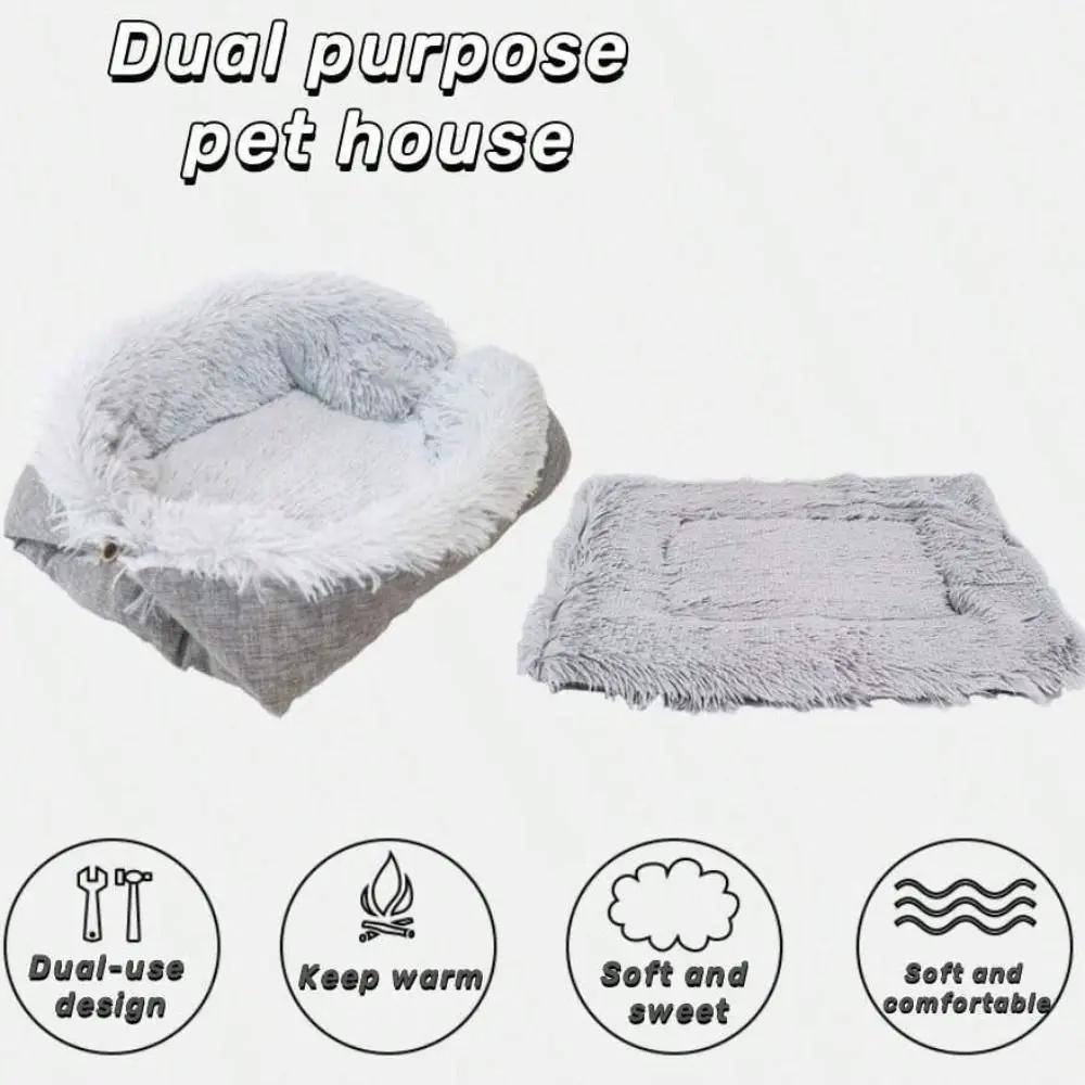 Puppy Cushion Thickened Warm Cat Bed Soft Foldable Cat Nest Mat Comfortable Pet Kennel Autumn Winter
