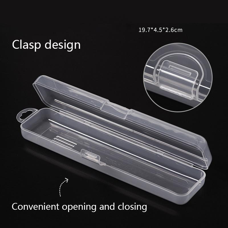 1Pc Rectangle Plastic Transparent Storage Box Nail Rhinestone Brush Case