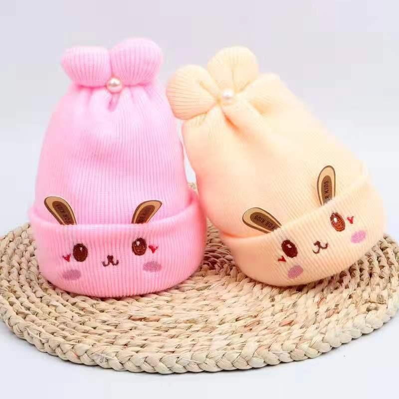 Autumn and winter rabbit baby new hat newborn tire cap thickened baby warm double wool pullover cap 0--6 months