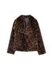 Europäischer & Amerikanischer Stil 2026 Leo-Print Kunstpelzjacke mit großem Revers