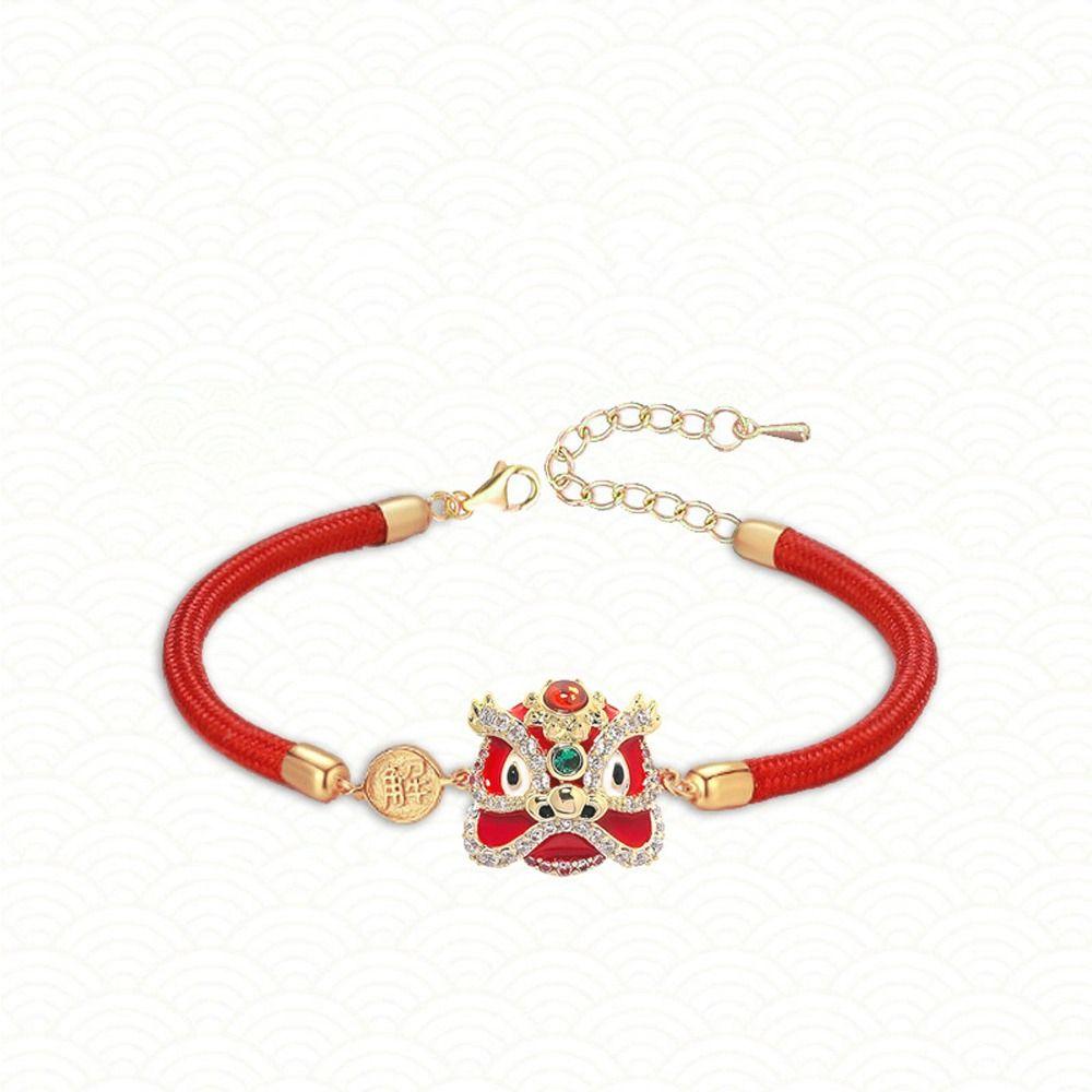 

Серьги-гвоздики Новый год Пробуждение Льва Цинковый сплав Цинковые серьги Ручная веревка Женский браслет Браслет в китайском стиле red bracelet