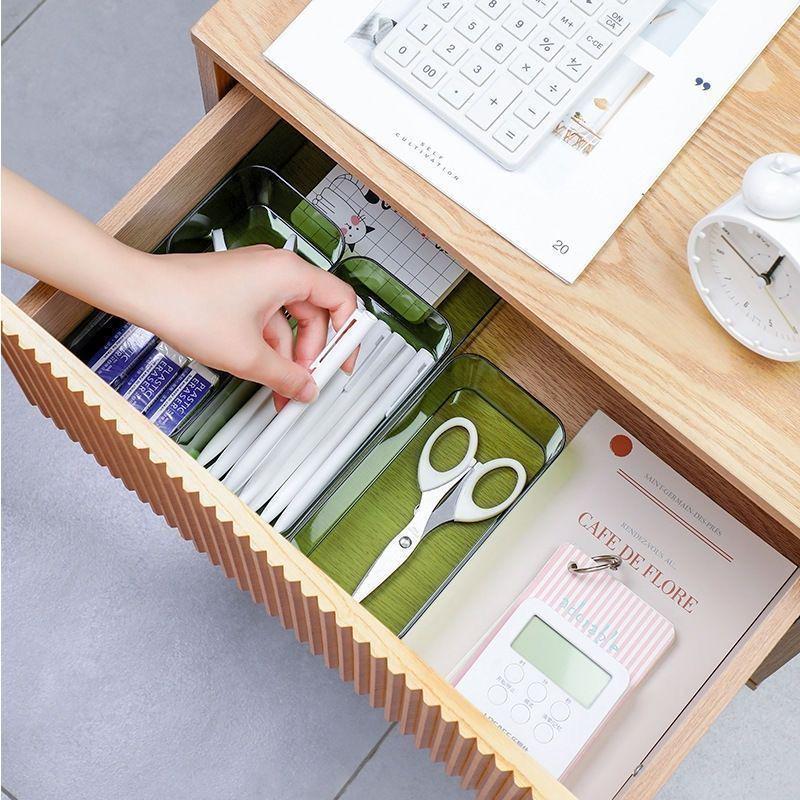 Transparent Acrylic Desktop Storage Organizer with Built-in Dividers and Drawer for Cosmetics and Sundries