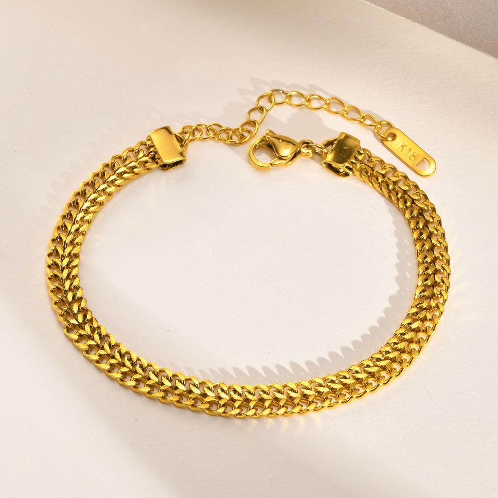 Vintage Mesh Link Bracelet for Women ,Thick Chain Stainless Steel Fashion Wristhand
