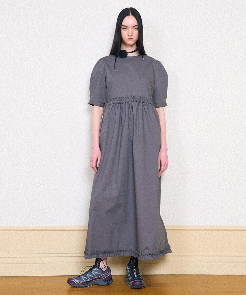 Partimento Woman Puff Sleeve Maxi Dress_Charcoal