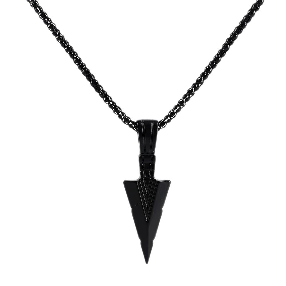Men's Design Matte Black Long Necklace with Arrow Pendant Jewelry Chain Punk Rock Christmas Halloween Neck Chain For Men Women
