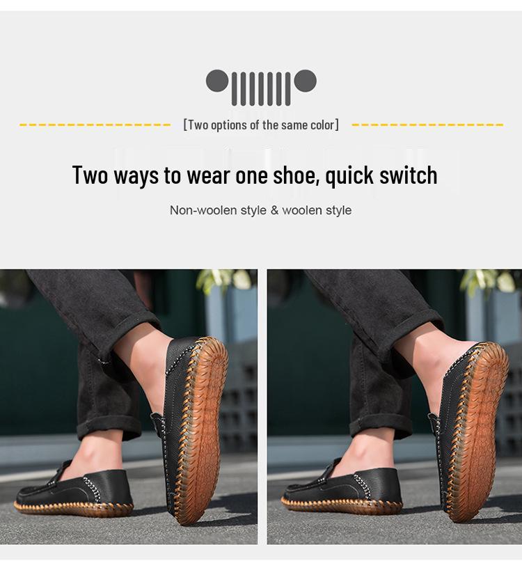 2026 Summer Men's Handmade Leather Slip-On Casual Driving Shoes (Large Size)