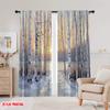 2D flat printing 2pcs Curtains birch Blackout Polyester Family Party Suitable for Party Decor bedroom decor