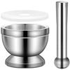 304 Stainless Steel Garlic Masher Stone Mortar Garlic Mortar Mashing Tank Household Tamping Medicine Ramming and Grinding