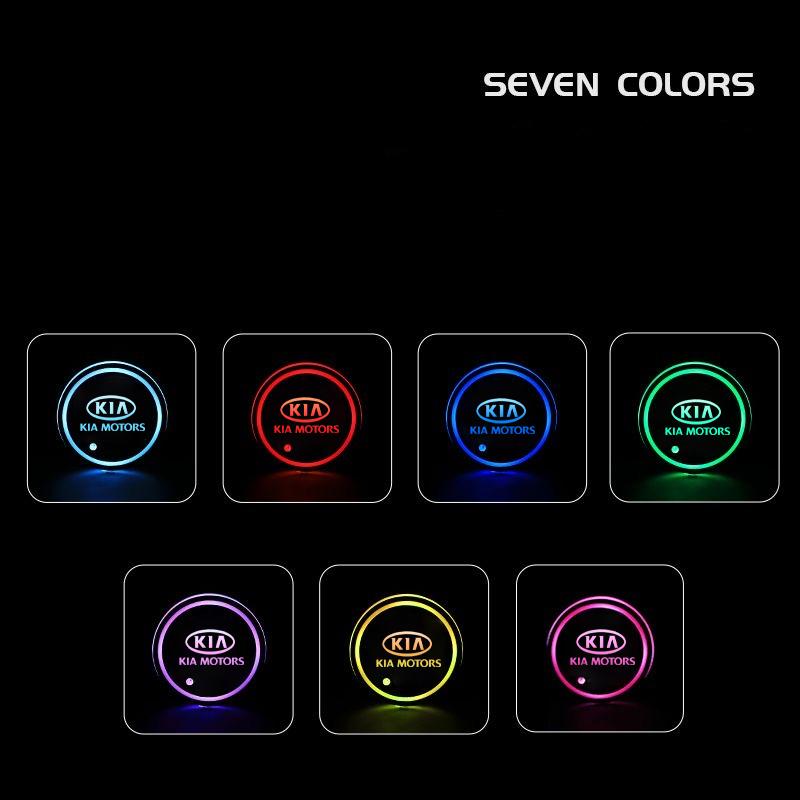 2026 Hot Car Sticker LED Light Car Coasters Light Mats 7 Colors Cup Holder Pad For Kia Sportage Cerato Optima K2 K3 K4 K5 Rio Pi