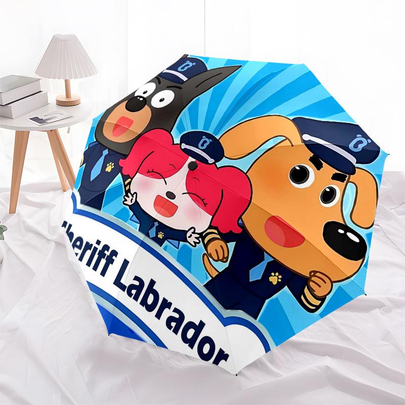 Sheriff, Labrador Automatic Opening and Closing, 8 rib Structure Portable Umbrella, Suitable for Men and Women in All Seasons Perfect Gift