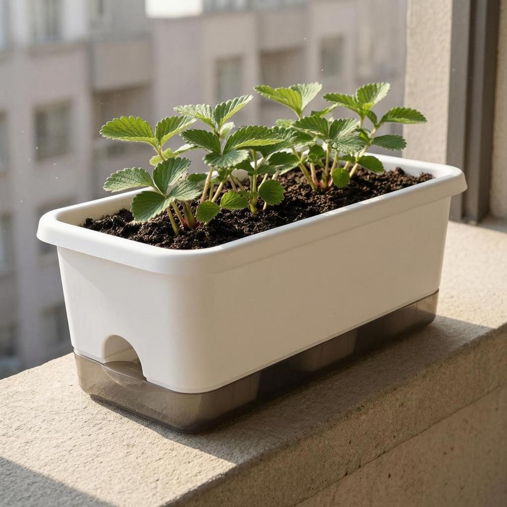 Rectangle Self Watering Planter Long and Narrow SelfWatering Wide Rim Flower Pot