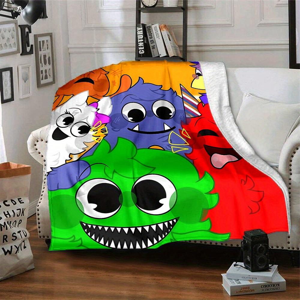 1pc Colorful,Monsters,Fun Digital Printed Flannel Blanket, Super Soft Plush Fleece Bed Cover, Multipurpose Four Seasons Hypoallergenic Quilt