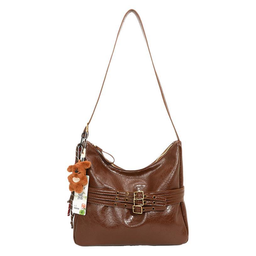 Bag niche design belt soft leather shoulder messenger bag 2025 new casual shoulder commuter tote bag