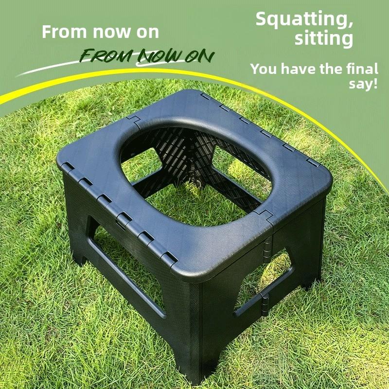 Inodoro portátil plegable para camping, inodoro móvil de emergencia para coche y viajes al aire libre