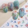 1 Sheet Holographic Jellyfish Dolphin Nail Art Stickers 3D Mermaid Ocean Shell Nail Decals Adhesive Ocean Beach Designs Nails