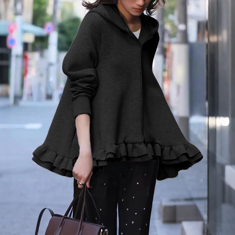 ZANZEA Dámské podzimní zimní ležérní mikiny s dlouhým rukávem a kapucí, svrchní oděv