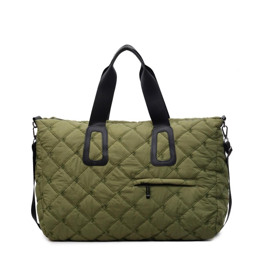 Fashion Large Capacity Tote Bag Diamond Grid Pattern Waterproof Shoulder Bag Canvas Lightweight Handbags Women