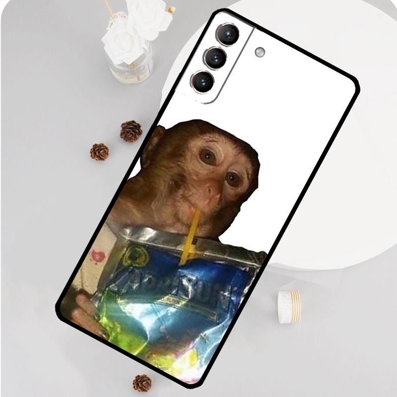 

Monkey Sipping Capri Meme Phone Case For Samsung Galaxy S26 S23 Ultra S20 S21 S22 S24 S25 Plus S10 S25 FE Funda Cover Galaxy S23