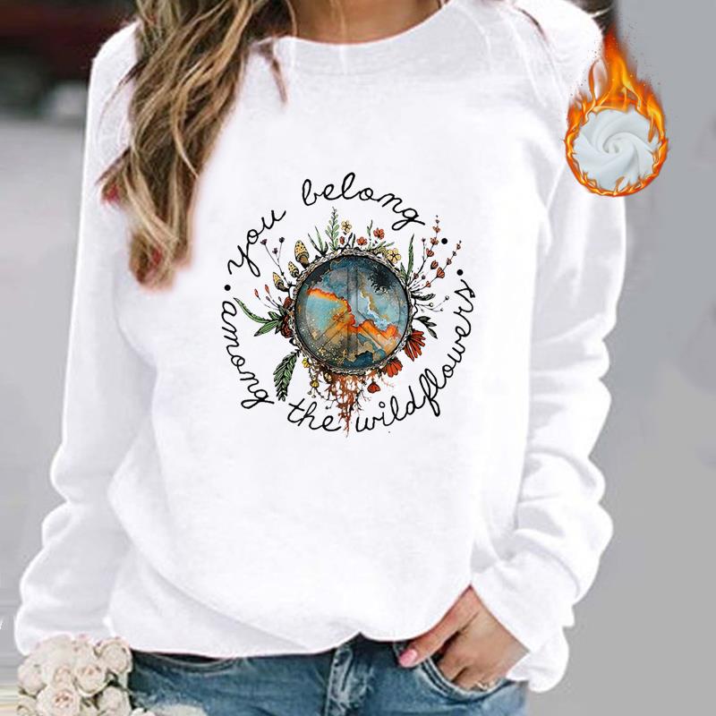 

(Азиатский размер) Женские приключенческие тренды, милые модные повседневные пуловеры, флисовая одежда с принтом, осень-осень-зима, женские весенние толстовки с графическим рисунком