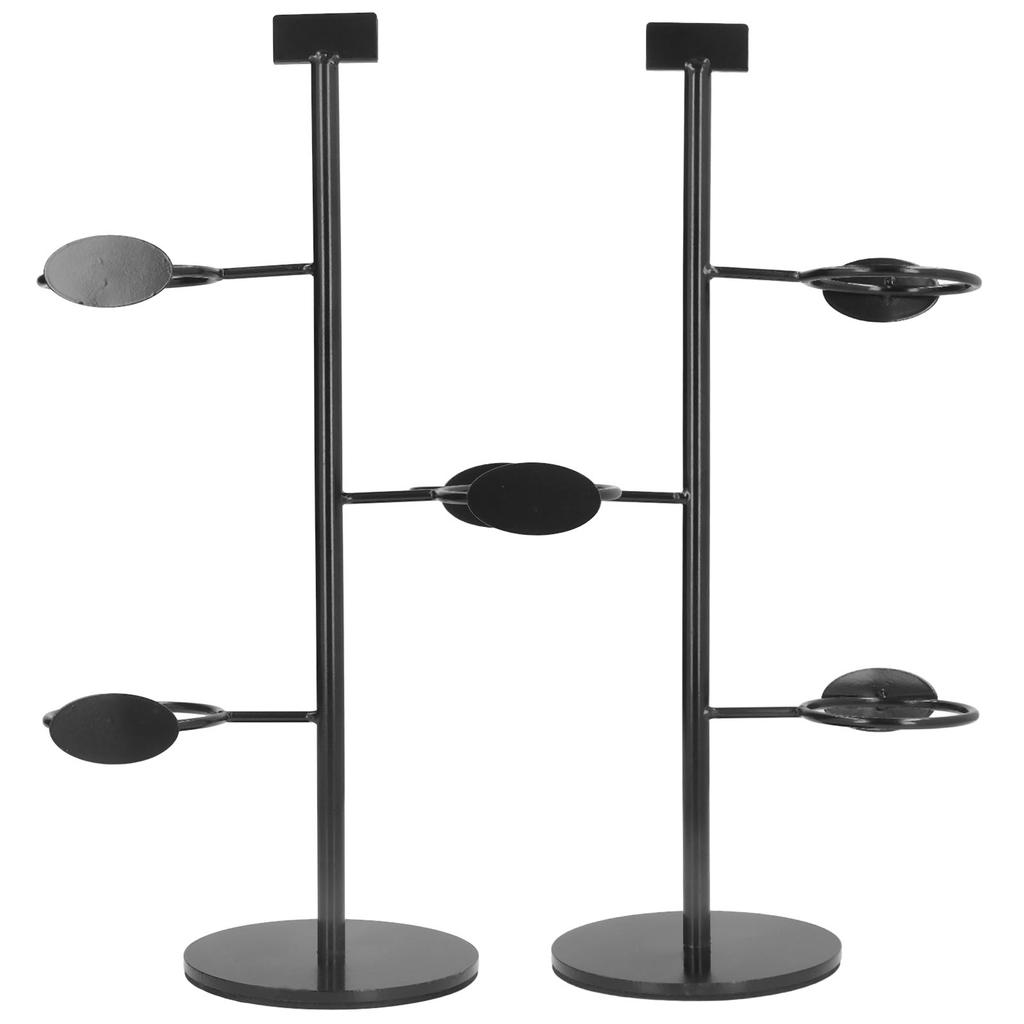 Cup Holder 3 Holes Black Appearance Iron Material Simple Stylish Cup Display Stand for Party