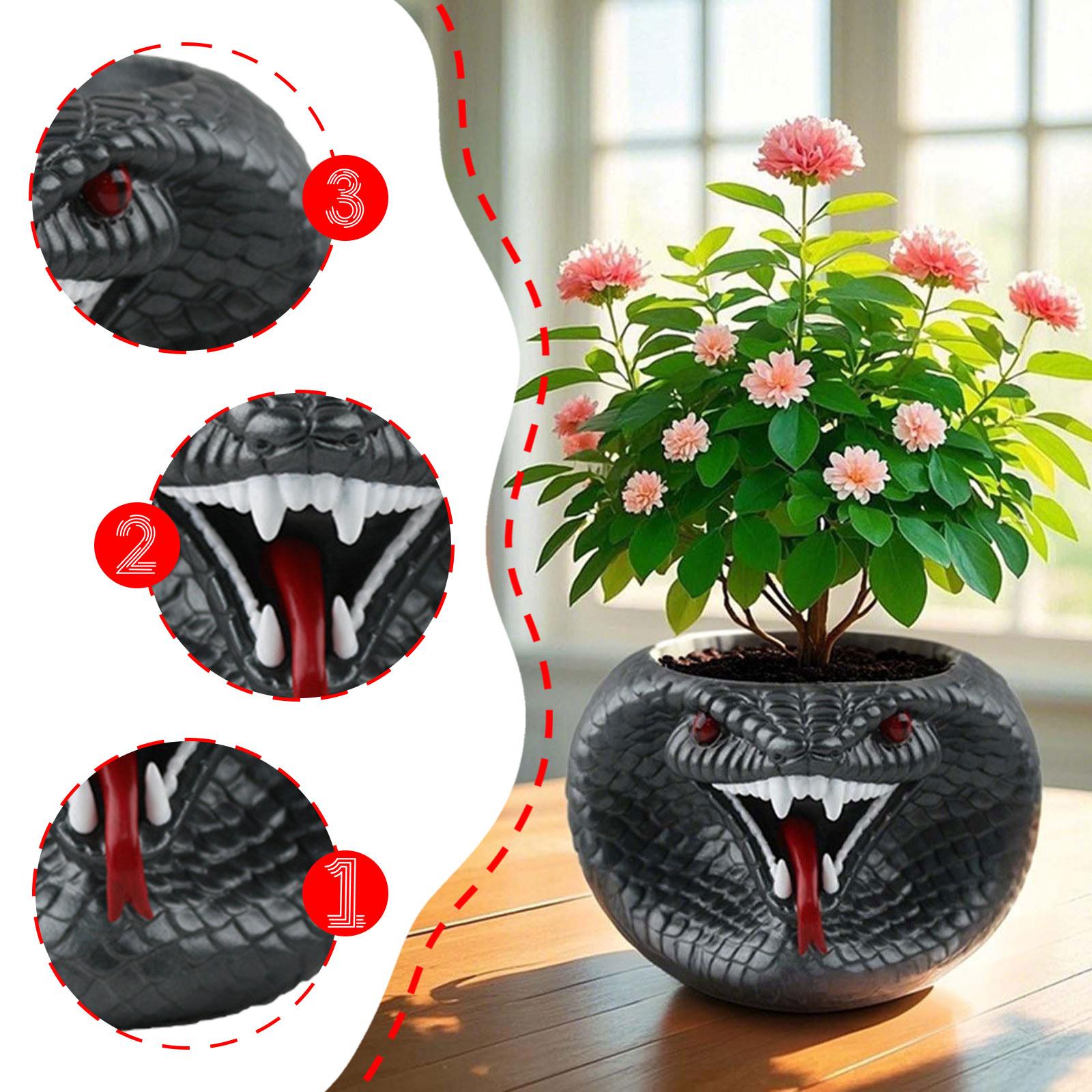 

Snake Flowerpot Practical Plant Pot for , Succulents And Flowers in The Living Room, Kitchen Or on The Balcony серый